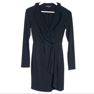 Victoria’s Secret black long sleeve v neck knee length pleated dress size XS